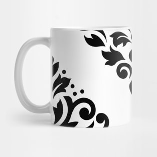 Scroll Damask Art I Black on White Mug